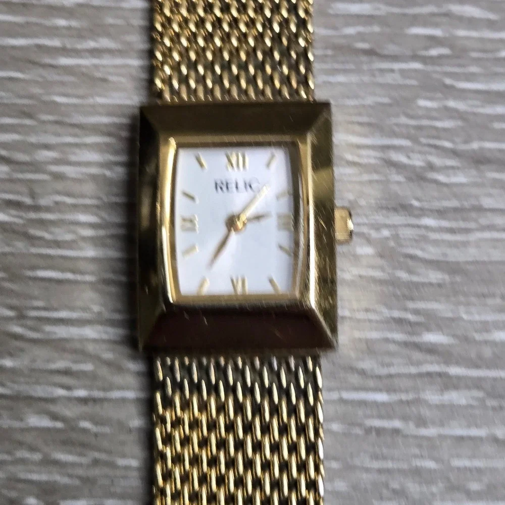Relic Gold Tone ZR33648 Mesh Band Square Face Water Resistant Women's Watch